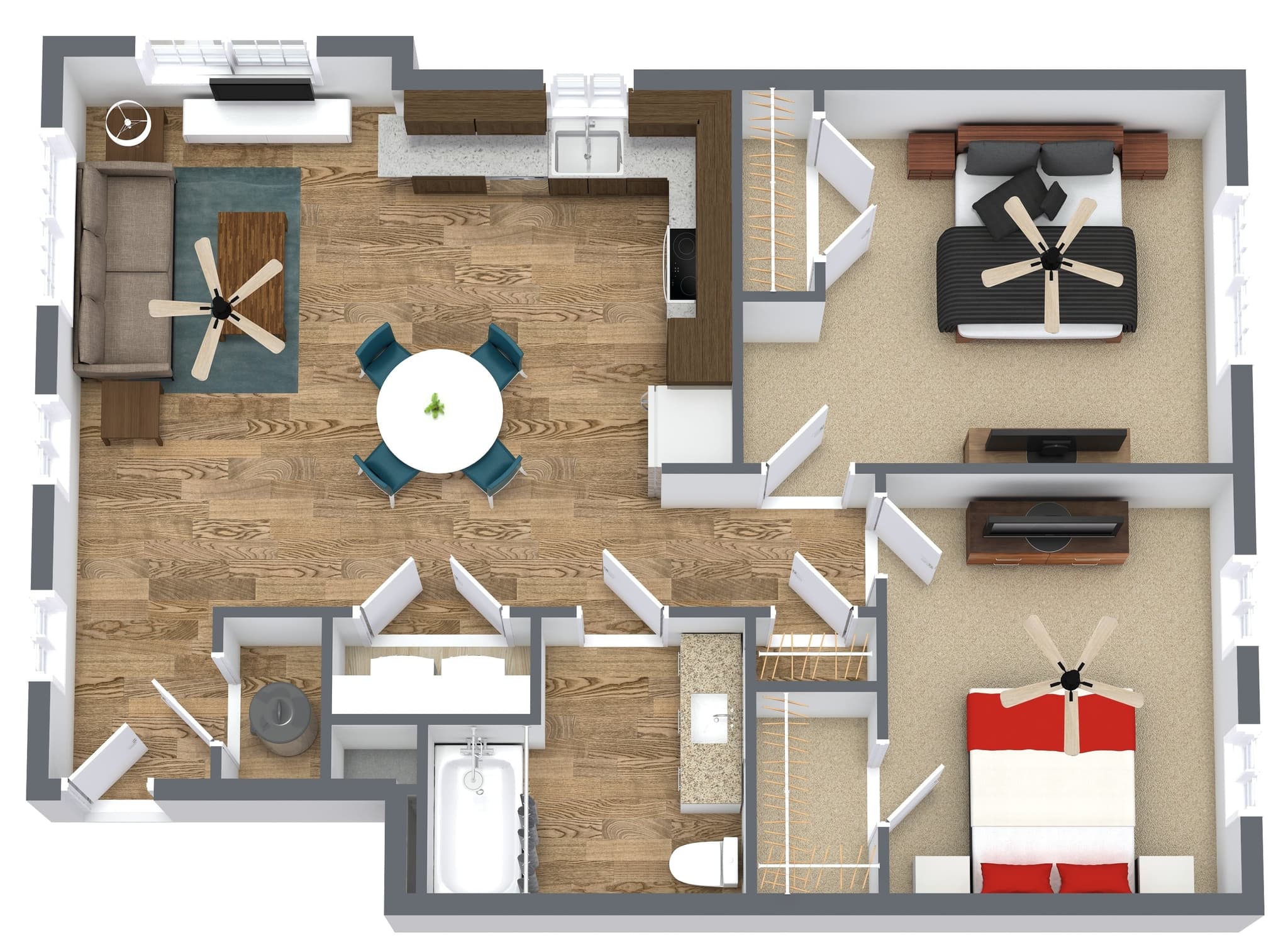 2 Beds floor plan